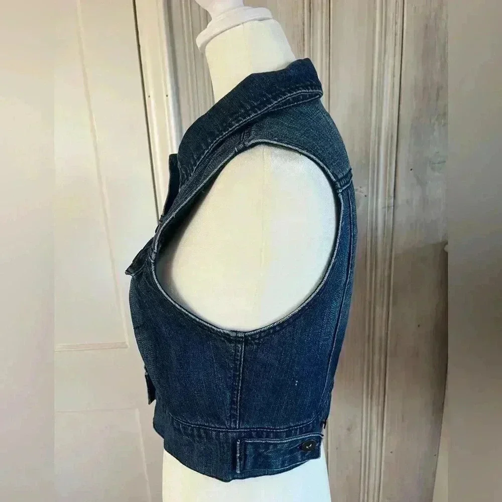 y2k forever 21 Denim waistcoat vest Western Boho Cottage Core coastal cowgirl XS - Picture 3 of 9